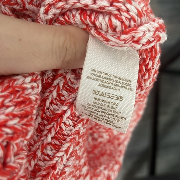 Free People | Orange White Cozy Cotton Chunky Cable Knit Sweater, M - Picture 7 of 7